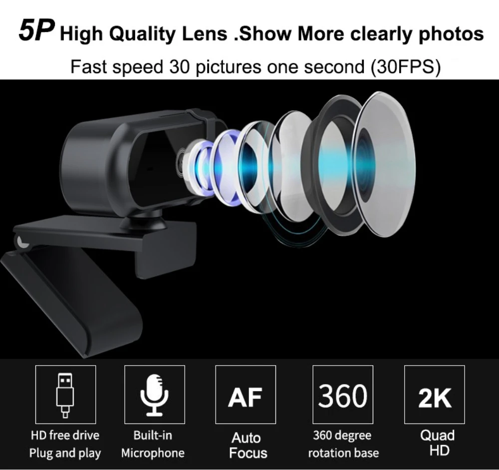 4K 2K Autofoucs Webcam 30fps F - огляд і ціна Pc Gaming Fullset